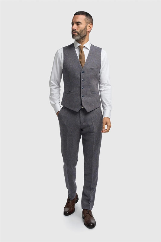 Cavani Thomas Savoy Grey Tweed Waistcoat