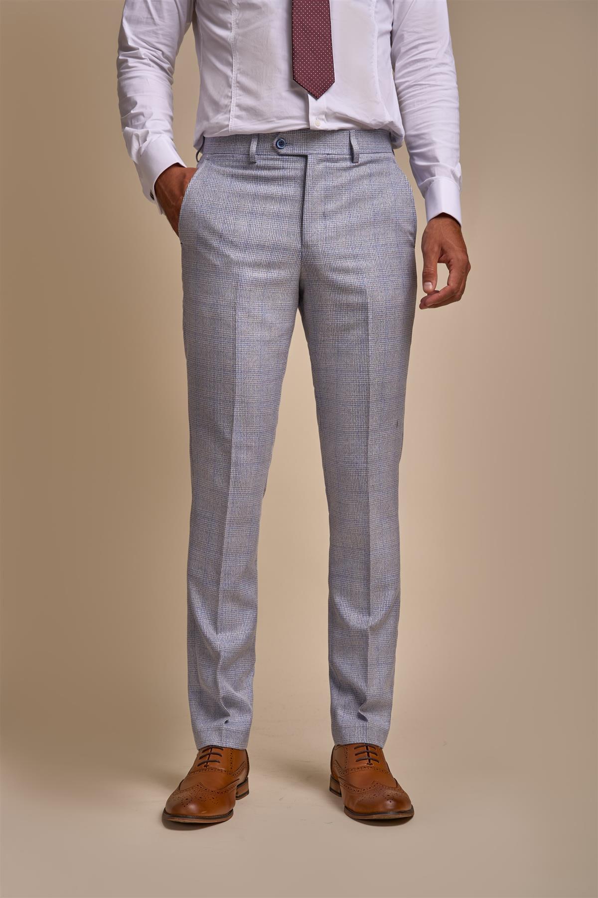 CARIDI SKY CHECK SLIM FIT TROUSERS