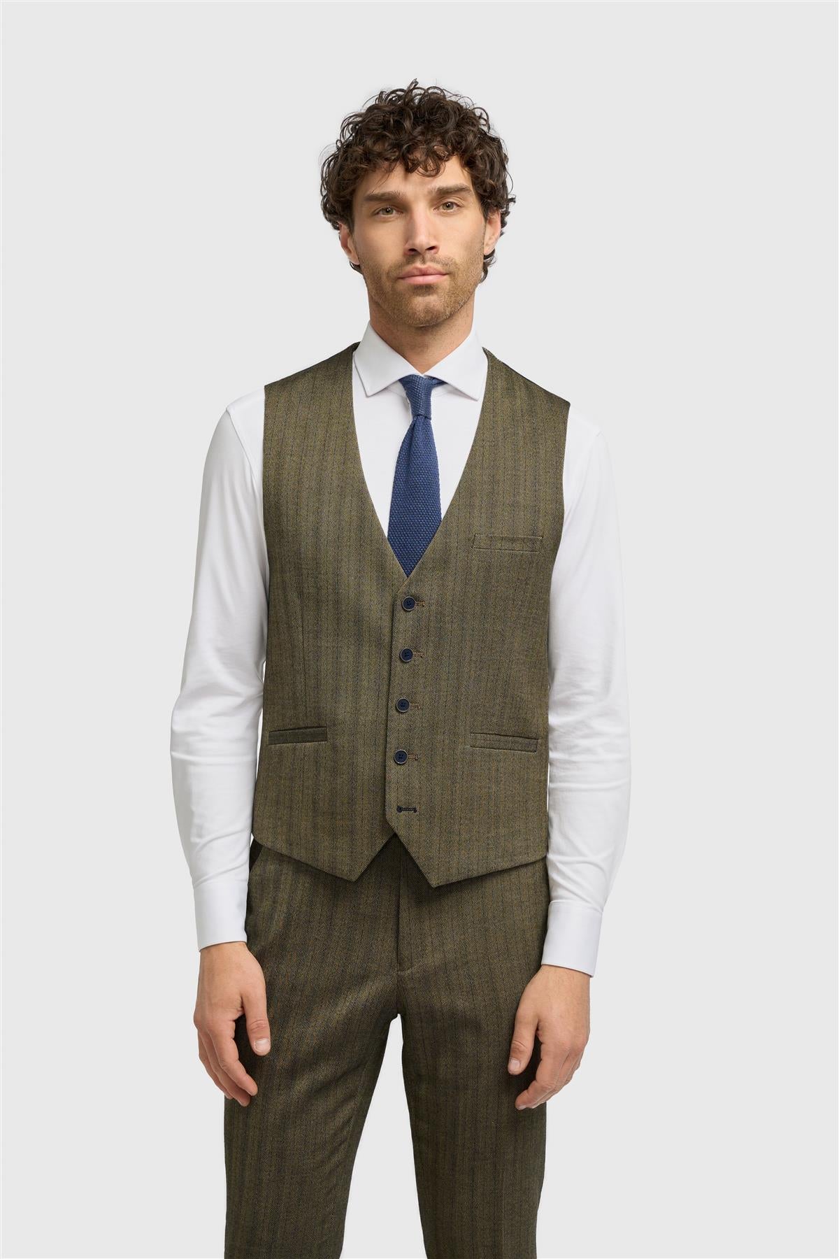 Cavani Damon Sage Tweed Waistcoat
