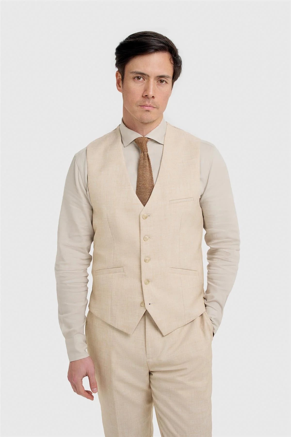 Cavani Malibu Beige Three Piece Suit