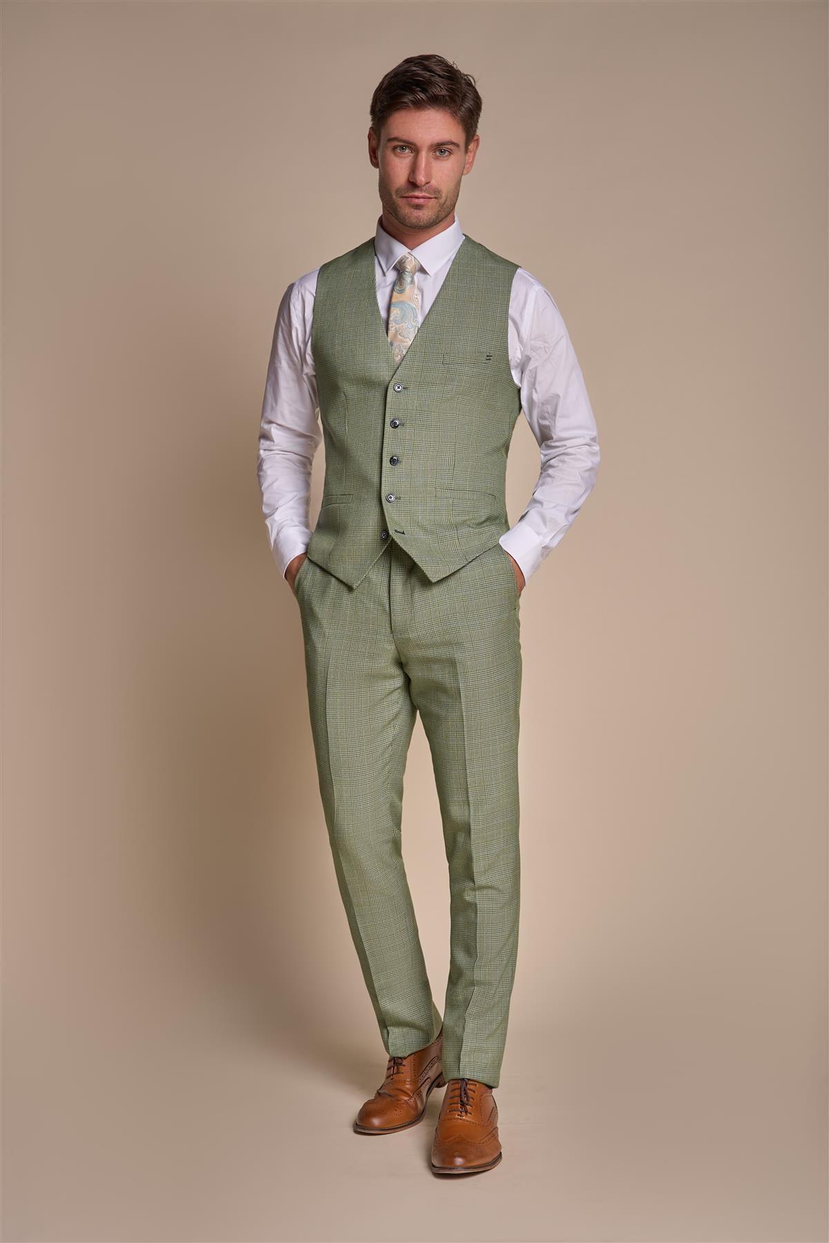 CARIDI SAGE CHECK WAISTCOAT