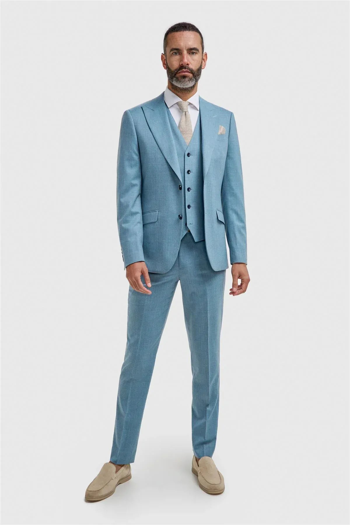Cavani James Marine Super 130s Wool Three Piece Suit