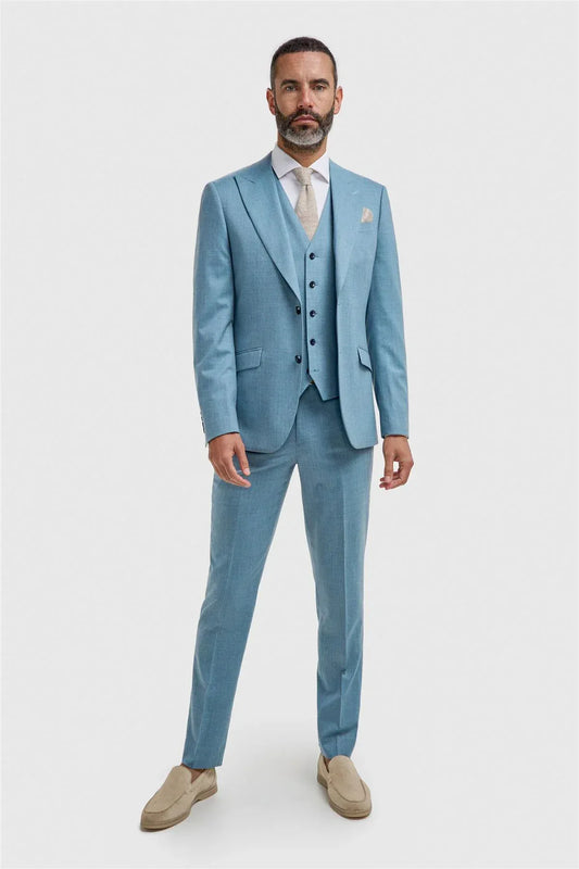 Cavani James Marine Super 130s Wool Three Piece Suit