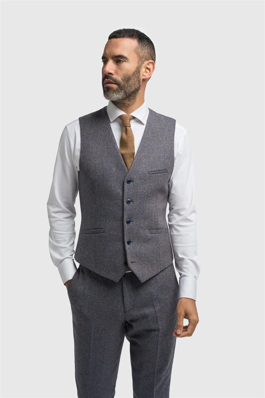 Cavani Thomas Savoy Grey Tweed Waistcoat
