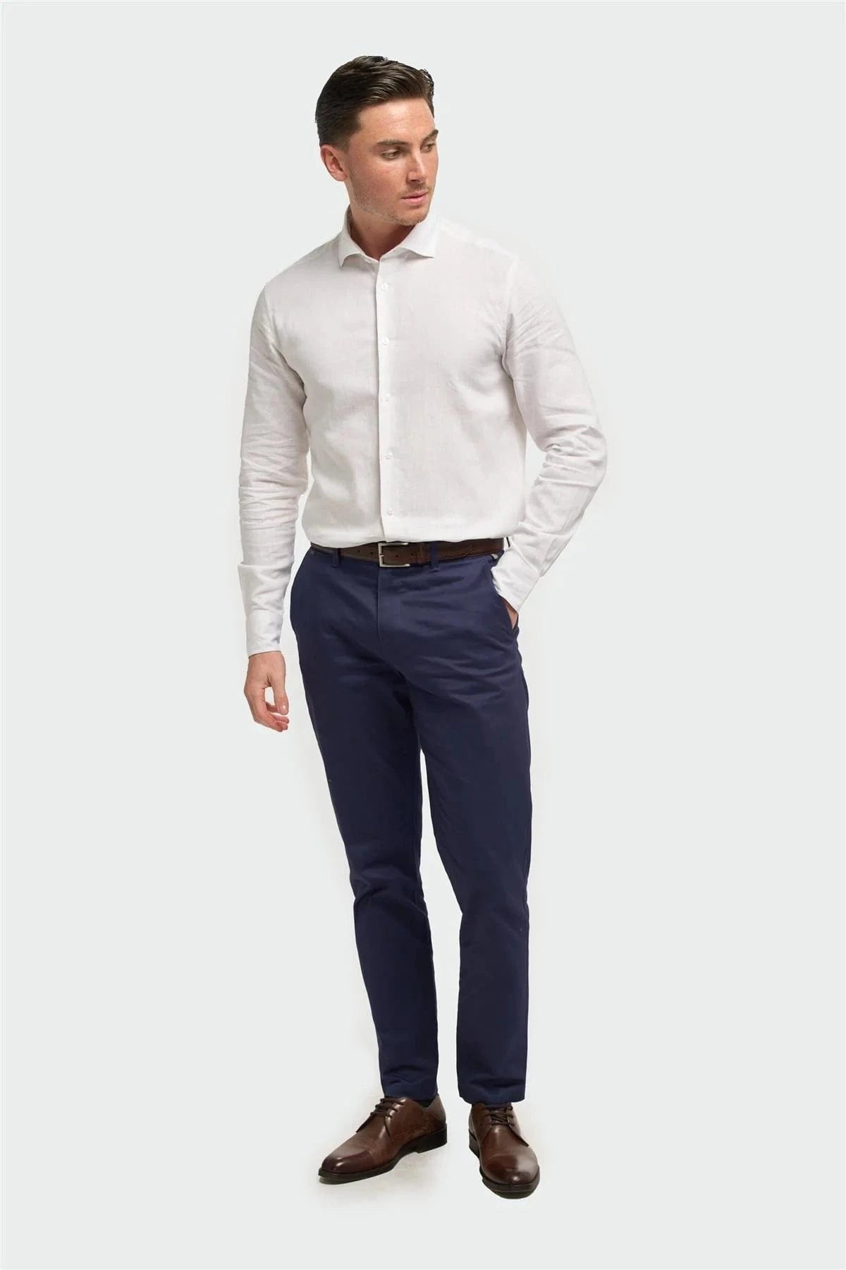 Cavani Matera white shirt for men, slim fit, perfect for weddings and formal events.