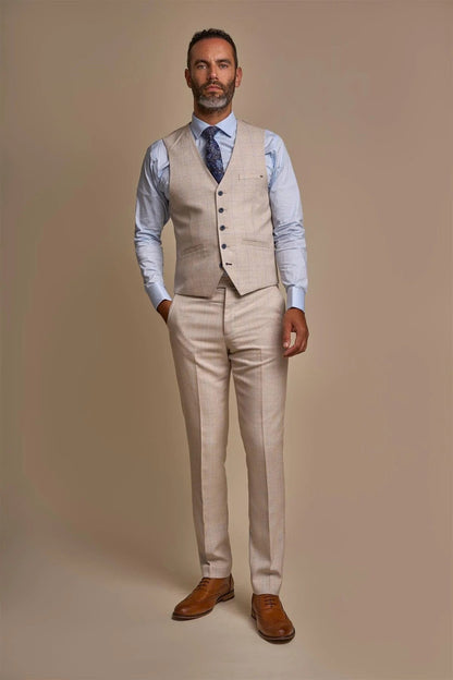 CARIDI BEIGE CHECK WAISTCOAT