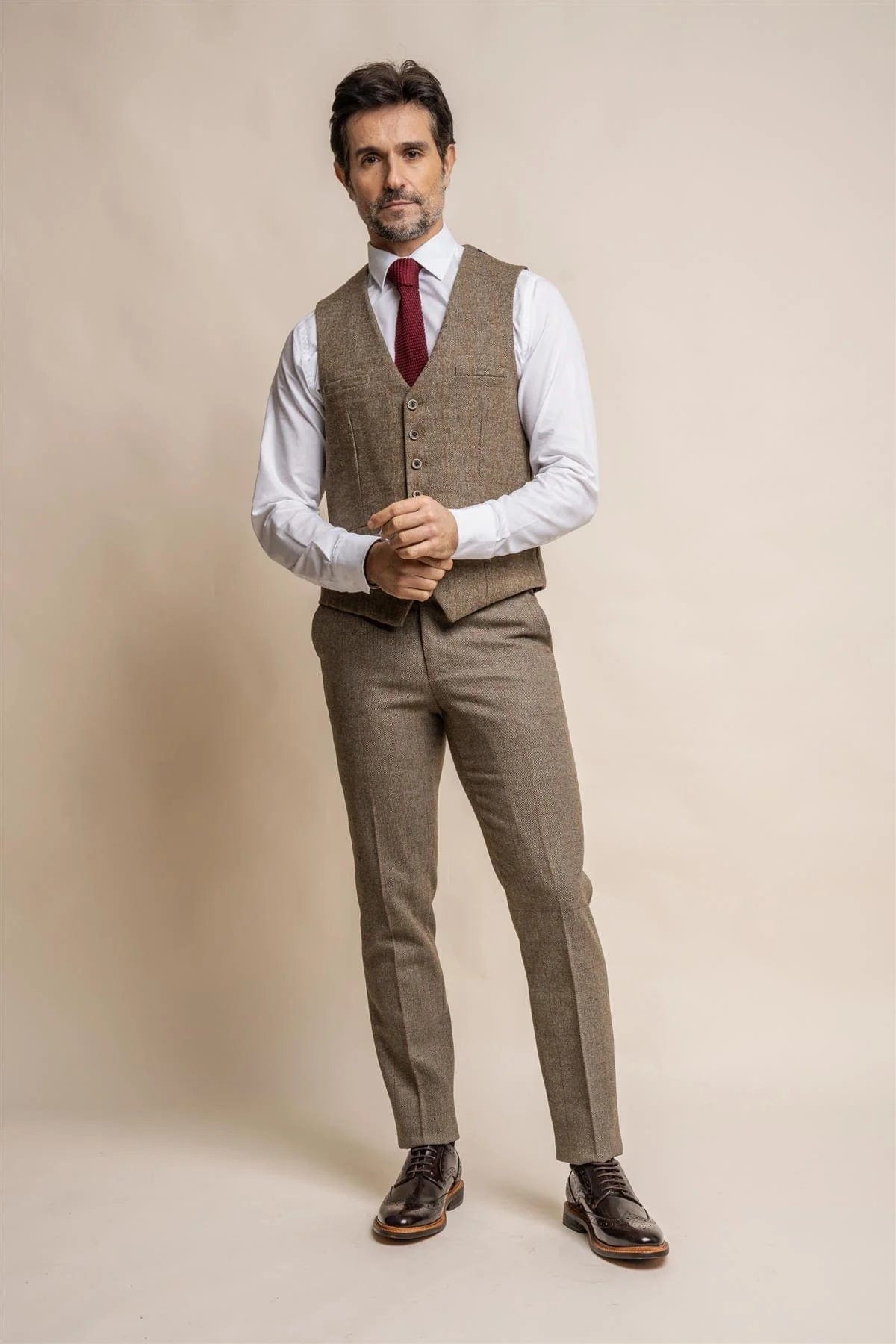 GASTON SAGE TWEED WAISTCOAT