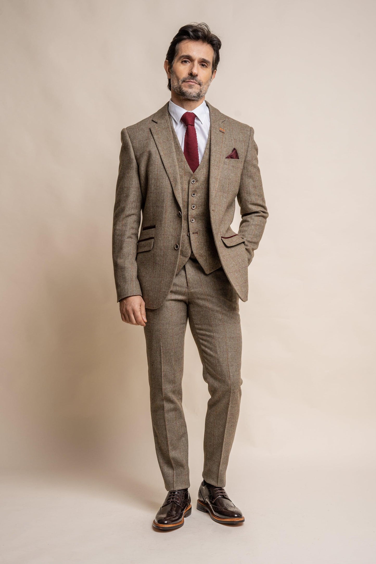 GASTON SAGE TWEED 3-PIECE SUIT