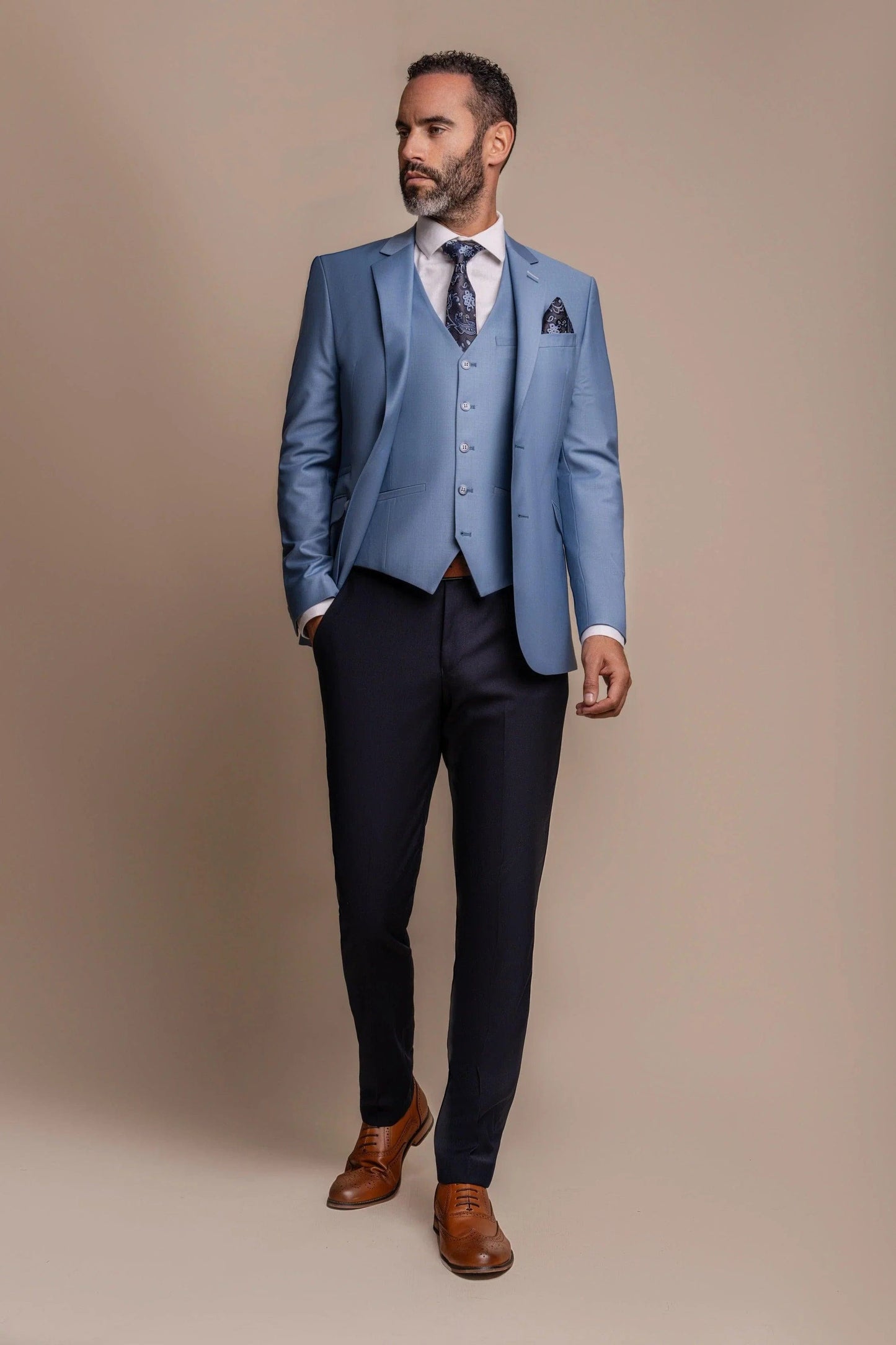 BOND OCEAN BLUE WITH BARESI TROUSERS 3-PIECE SUIT