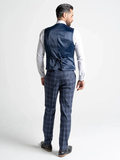 V2 CLASSIC CHARLES SUBMARINE BLUE CHECK 3-PIECE SUIT