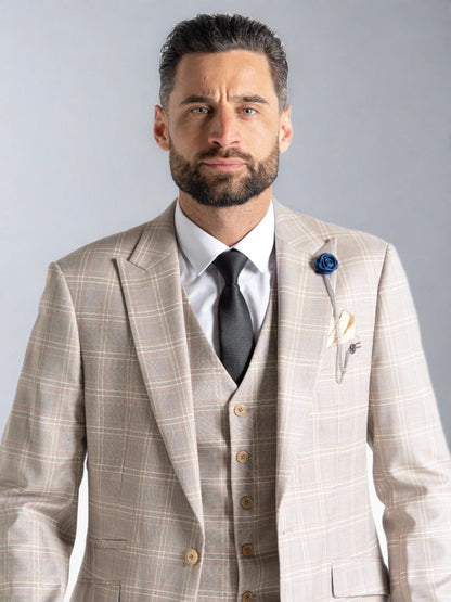 CHARLES CHAMPAGNE CHECK 3-PIECE SUIT