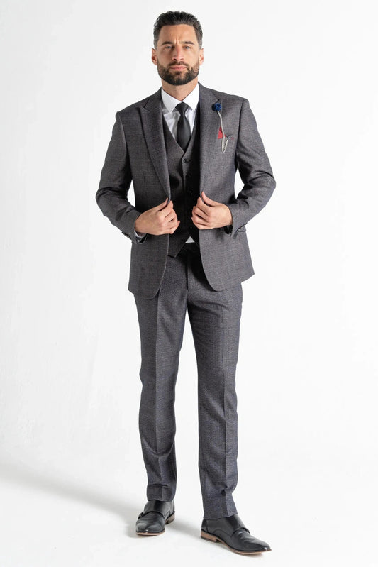V2 CLASSIC CHARLES BLACK TWEED 3-PIECE SUIT