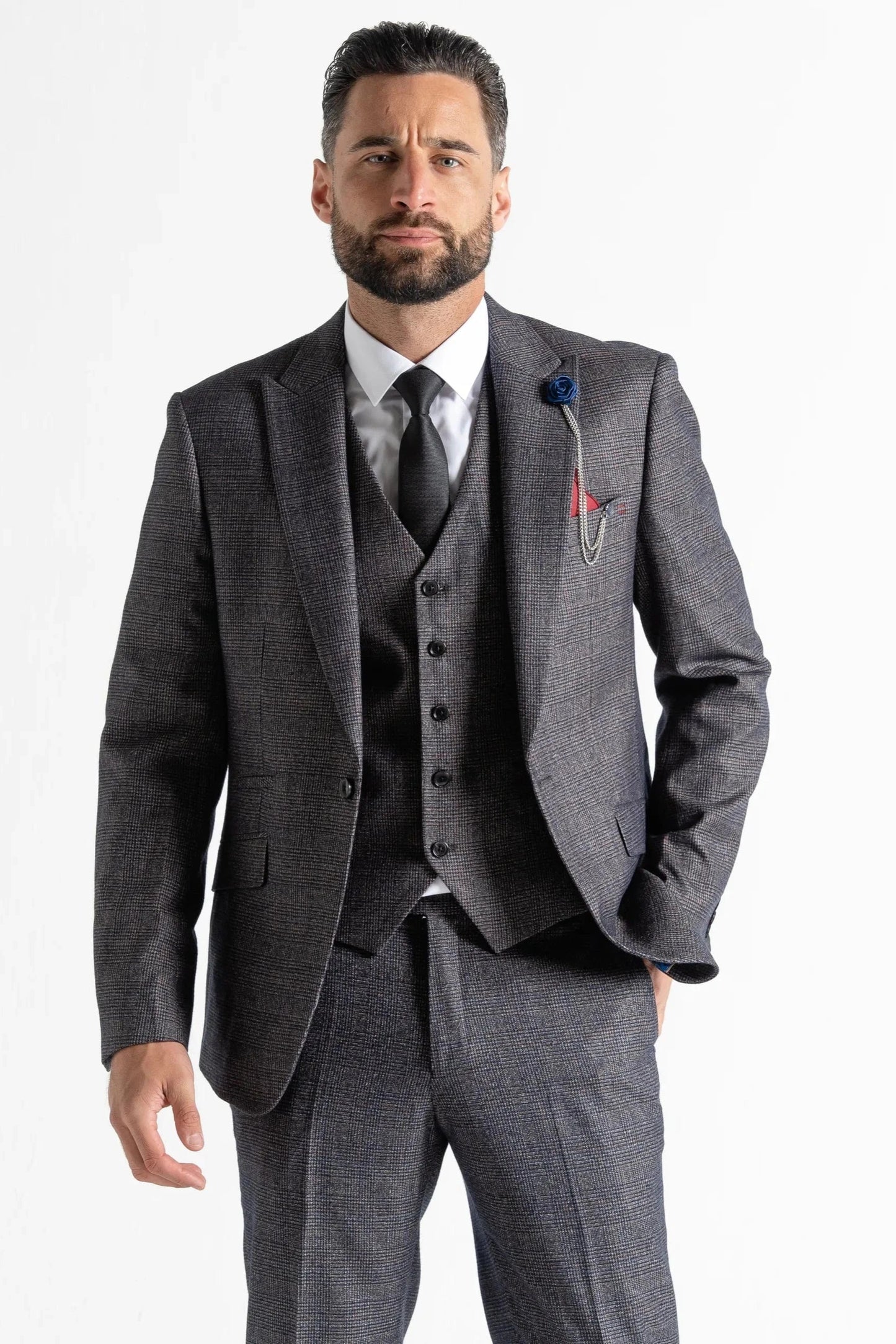 V2 CLASSIC CHARLES BLACK TWEED 3-PIECE SUIT