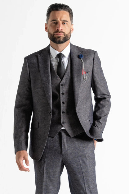 V2 CLASSIC CHARLES BLACK TWEED 3-PIECE SUIT
