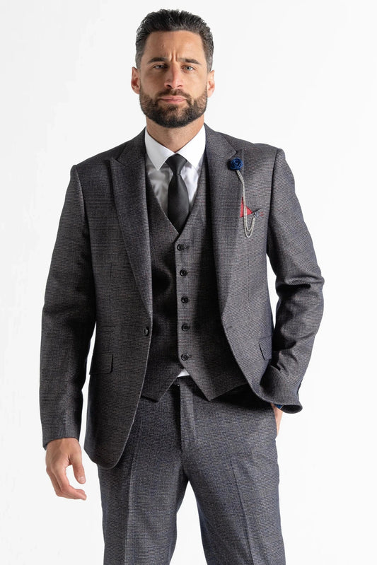V2 CLASSIC CHARLES BLACK TWEED 3-PIECE SUIT