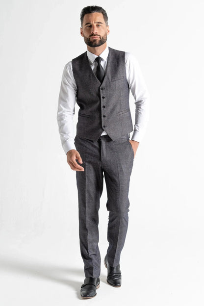 V2 CLASSIC CHARLES BLACK TWEED 3-PIECE SUIT
