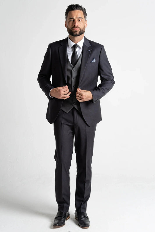 V2 CLASSIC CHARLIE BLACK & GREY 3-PIECE SUIT