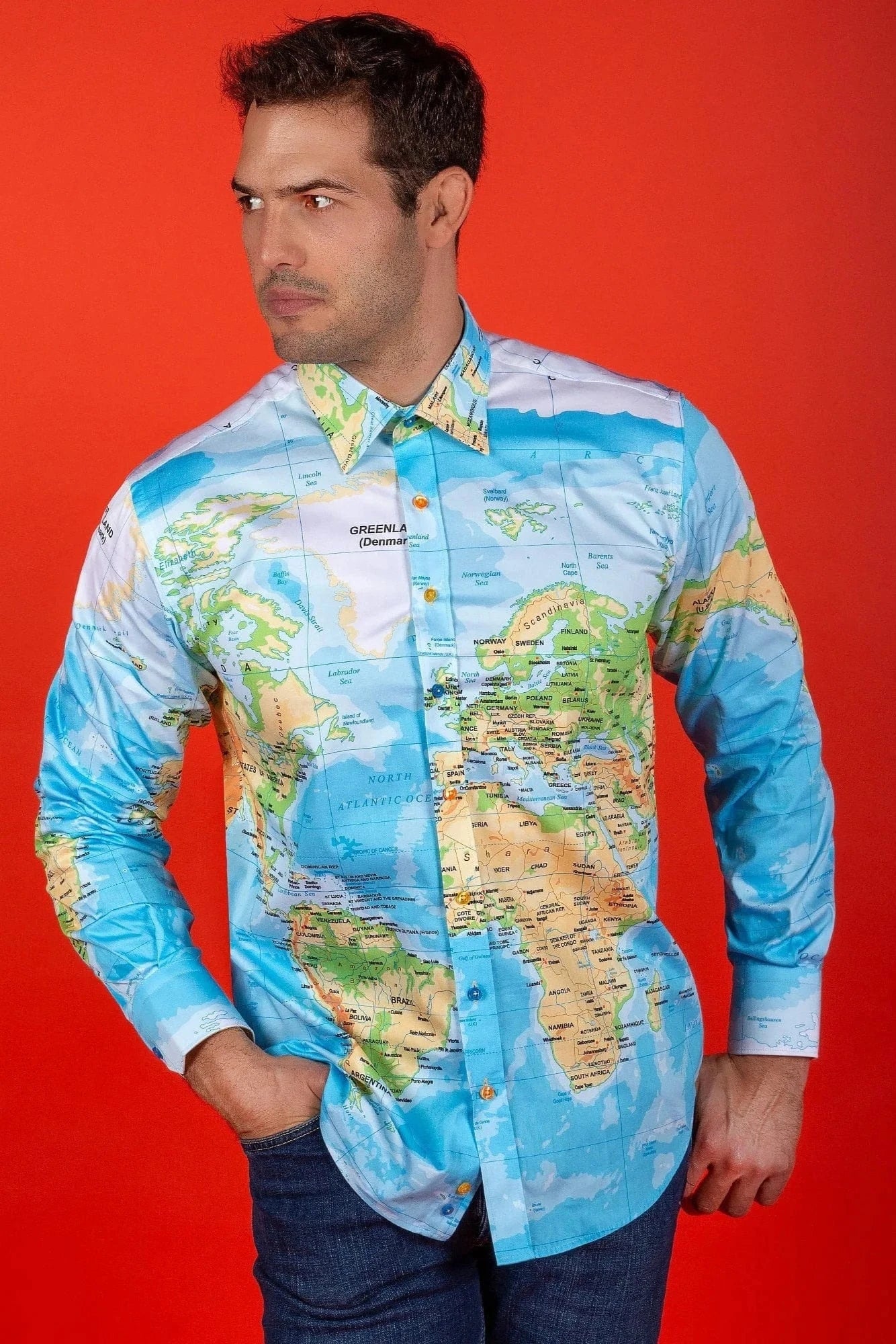 CLAUDIO LUGLI THE WORLD MAP PRINT SHIRT