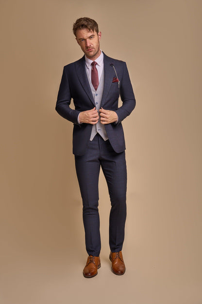 CARIDI NAVY SUIT WITH CARIDI SKY WAISTCOAT