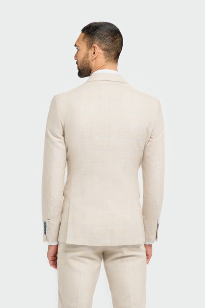 CAVANI CARIDI BEIGE CHECK 3-PIECE SUIT