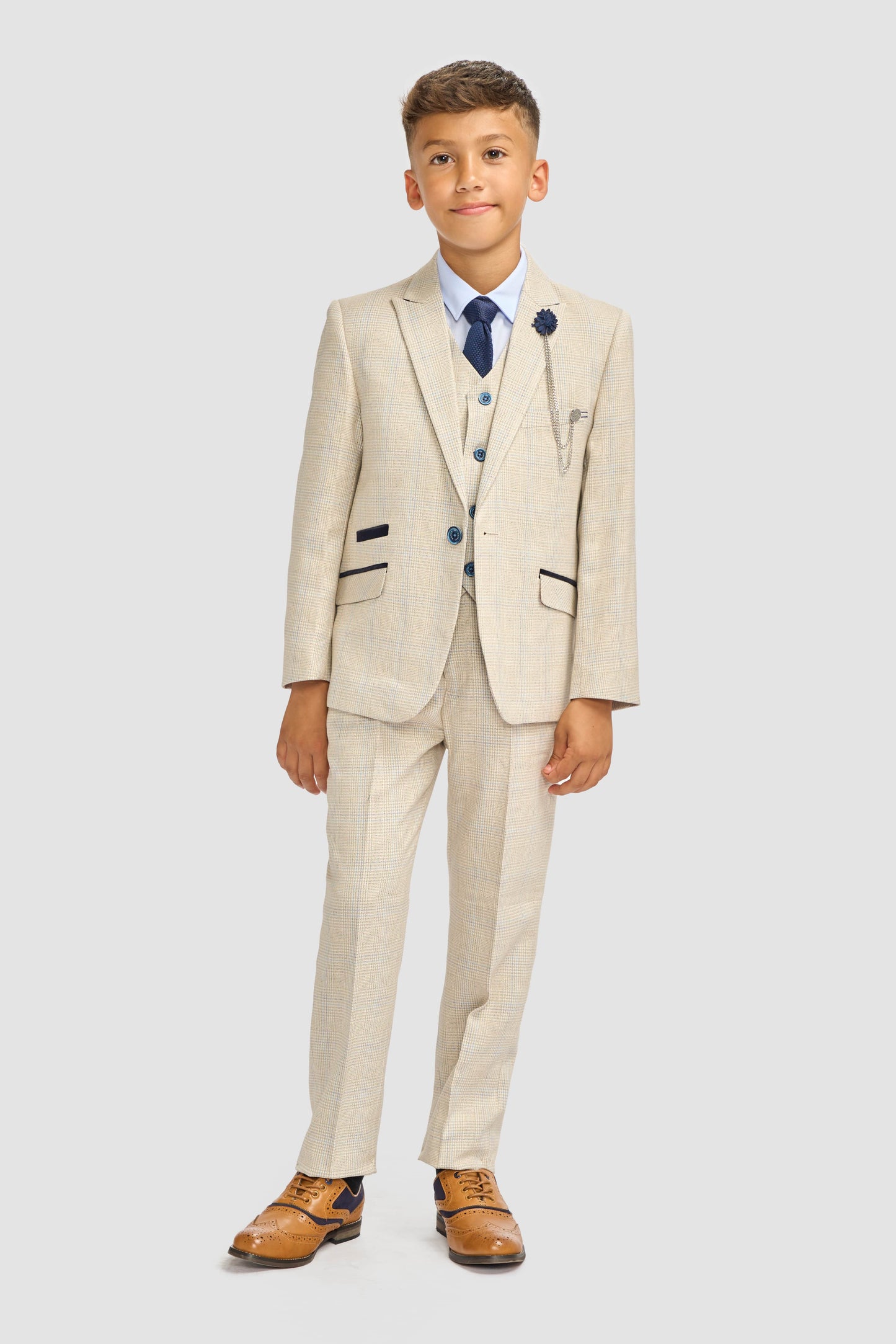 CAVANI CARIDI BOYS BEIGE 3 PIECE SUIT