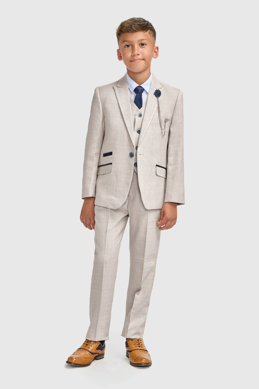 Cavani Caridi Beige Boys Three Piece Suit