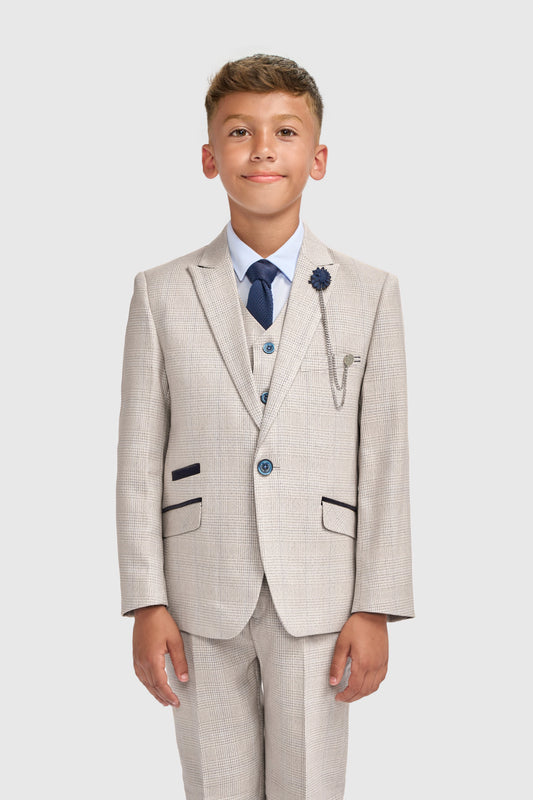Cavani Caridi Beige Boys Three Piece Suit