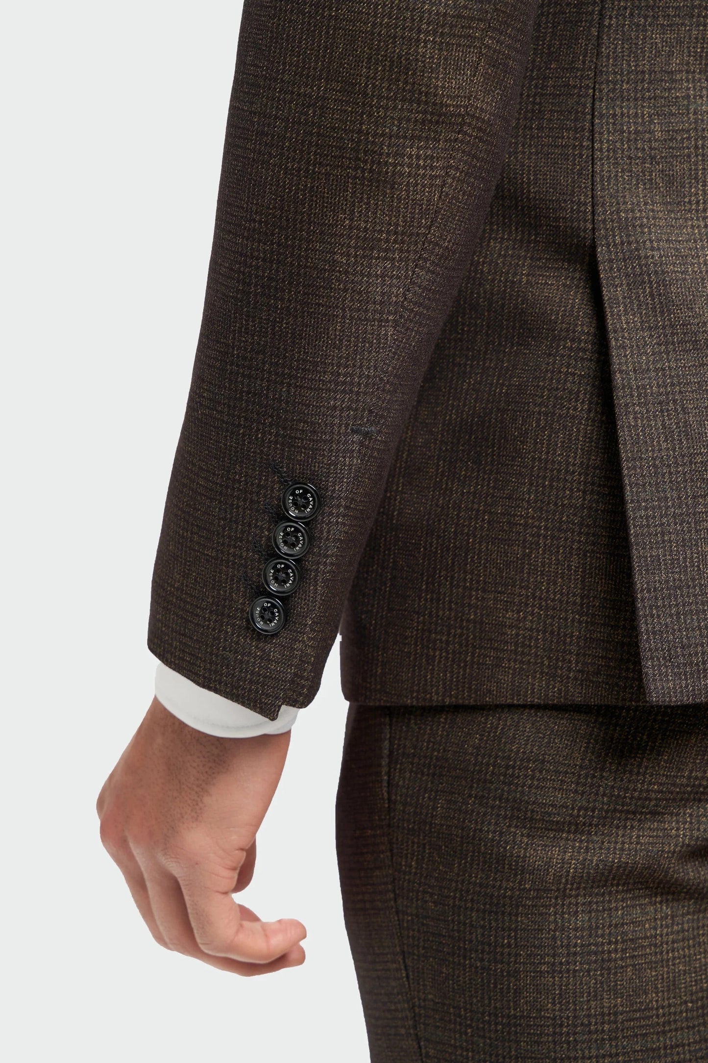 CAVANI CARIDI BROWN CHECK 3-PIECE SUIT