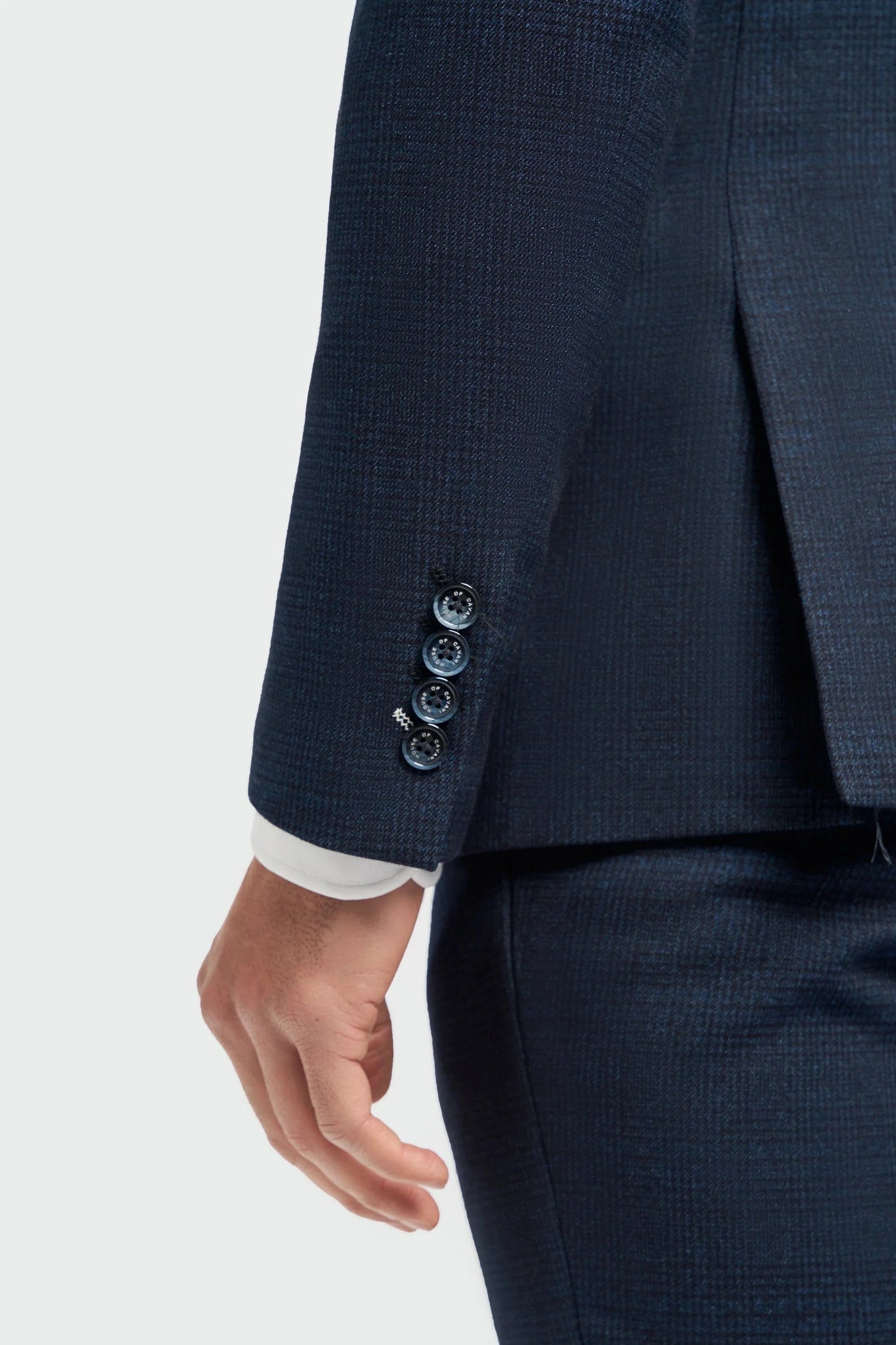 CAVANI CARIDI NAVY CHECK 3-PIECE SUIT