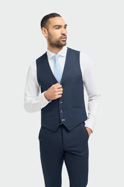 CAVANI CARIDI NAVY CHECK 3-PIECE SUIT