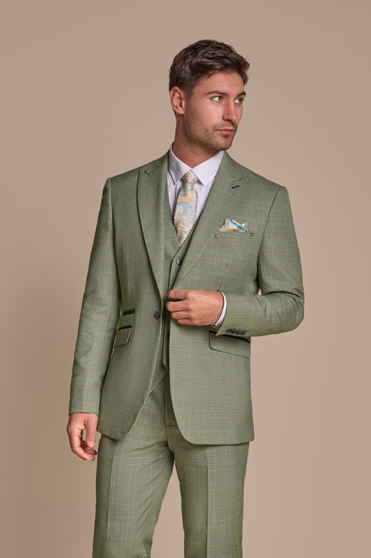 CARIDI SAGE CHECK 3-PIECE SUIT