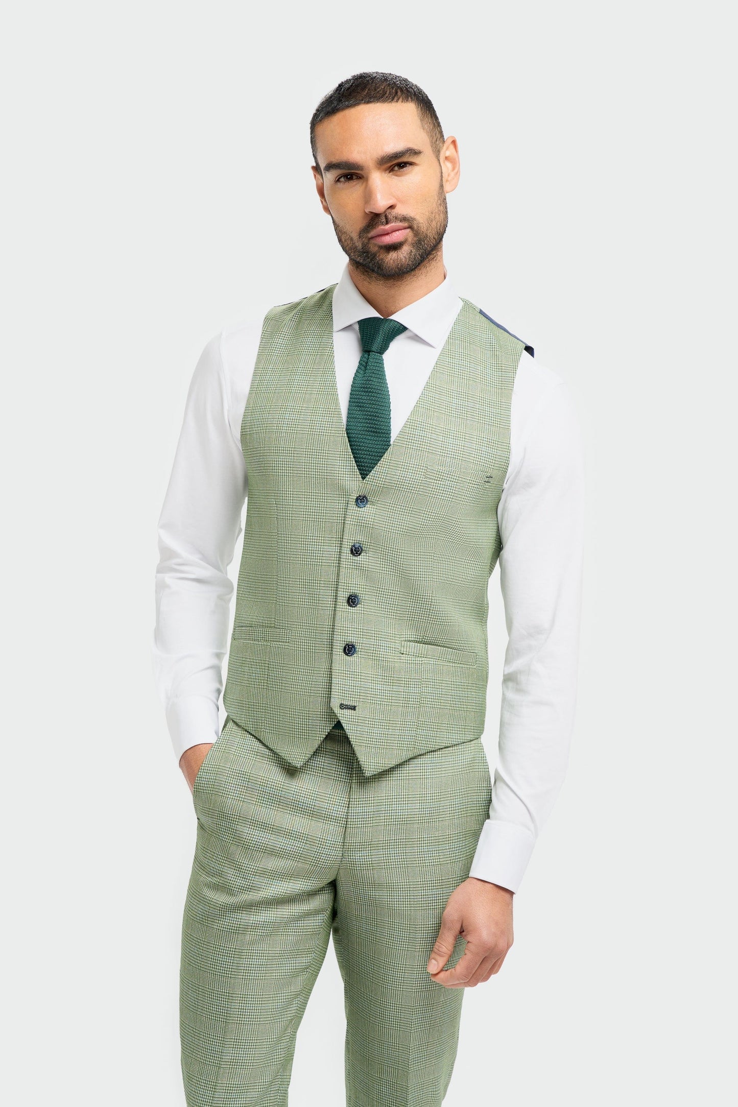 CAVANI CARIDI SAGE CHECK 3-PIECE SUIT