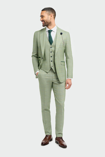 CAVANI CARIDI SAGE CHECK 3-PIECE SUIT