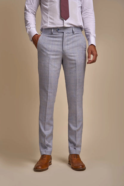 CARIDI SKY BLUE CHECK 3-PIECE SUIT