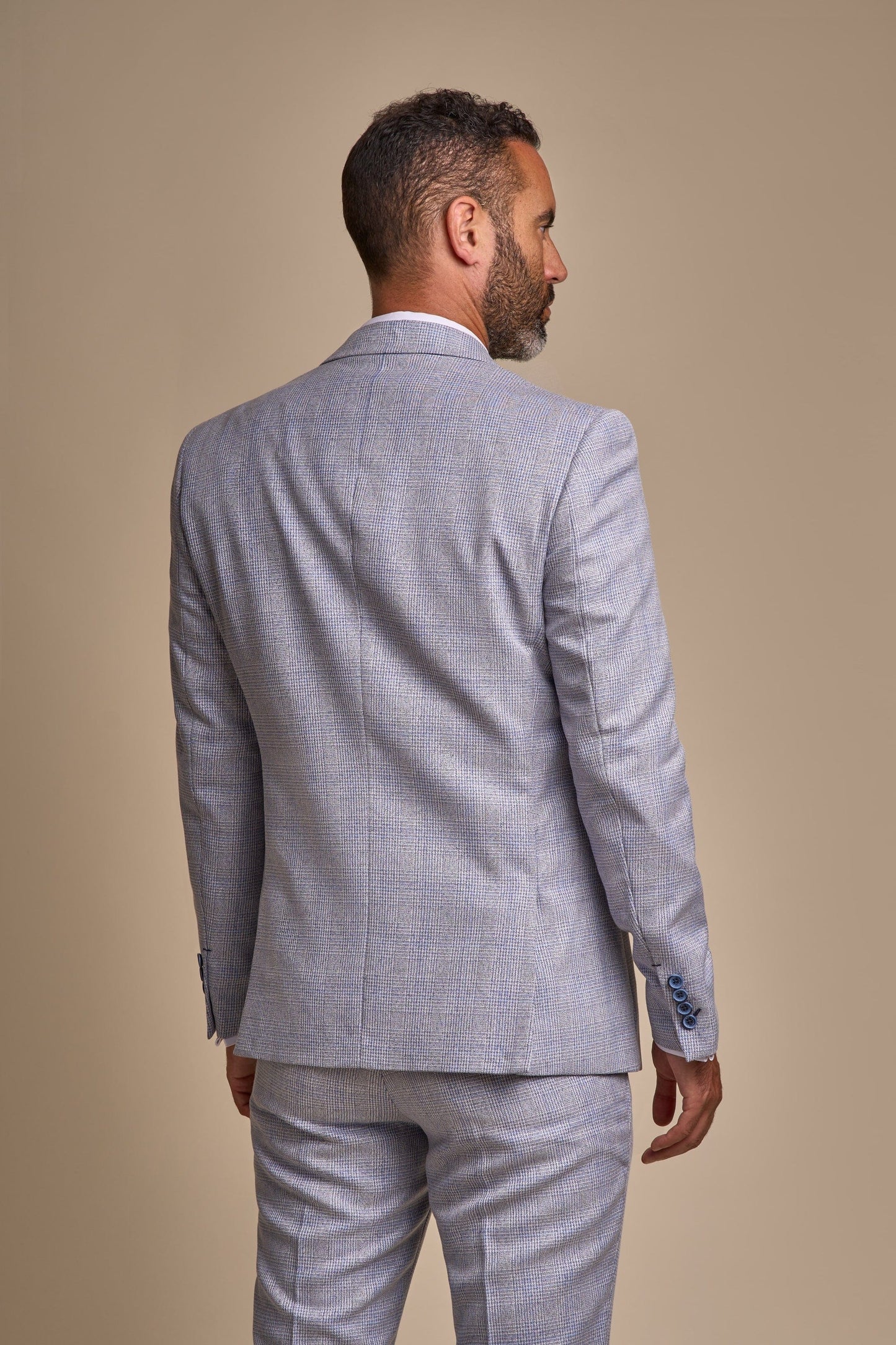 CARIDI SKY BLUE CHECK 3-PIECE SUIT