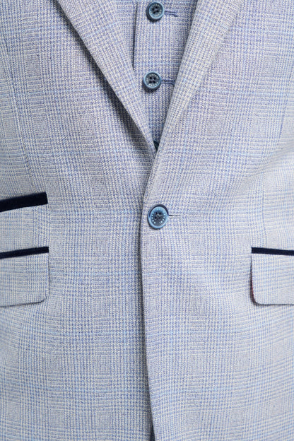 CAVANI CARIDI SKY BLUE CHECK BLAZER