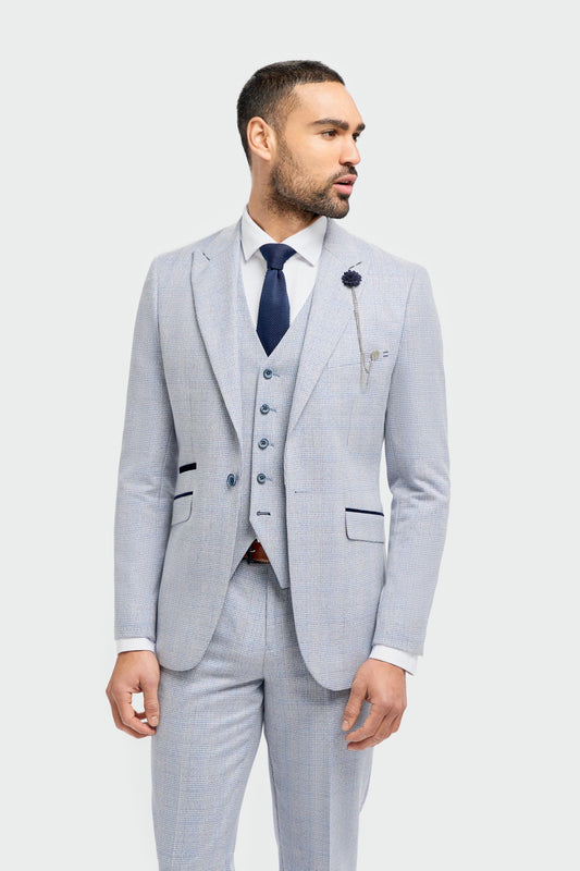 CAVANI CARIDI SKY BLUE CHECK BLAZER