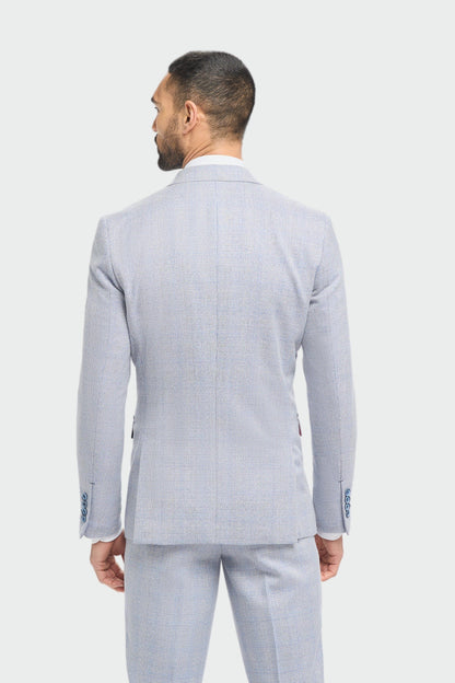 CAVANI CARIDI SKY BLUE CHECK BLAZER