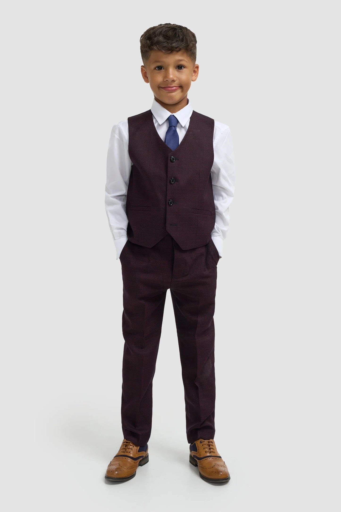 Cavani Caridi Wine Boys 3-Piece Suit