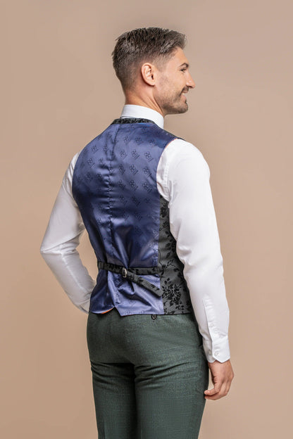 CARIDI OLIVE SUIT WITH GEORGI FLORAL WAISTCOAT