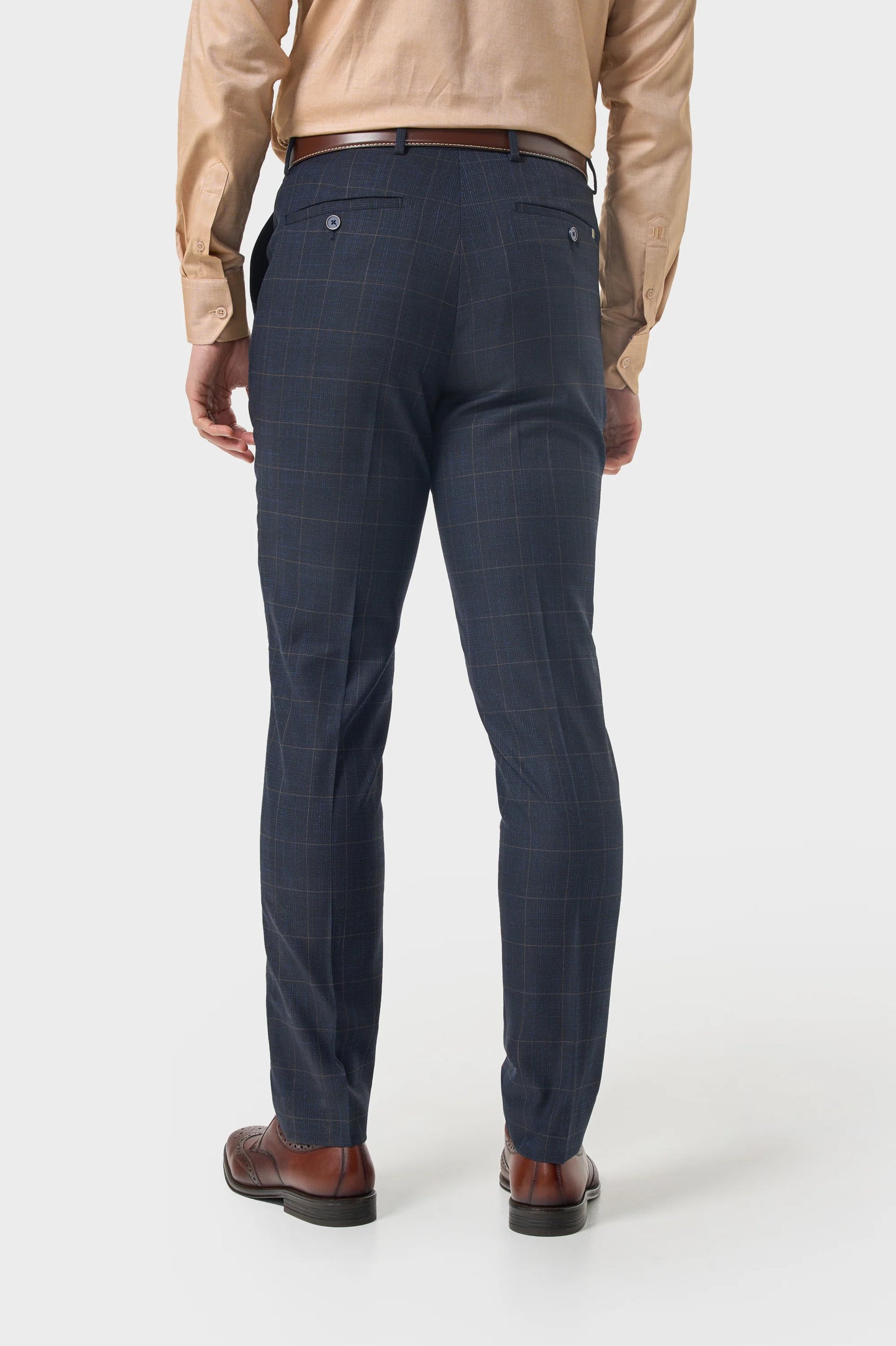 Cavani Torino Navy Slim Trousers, from the back.