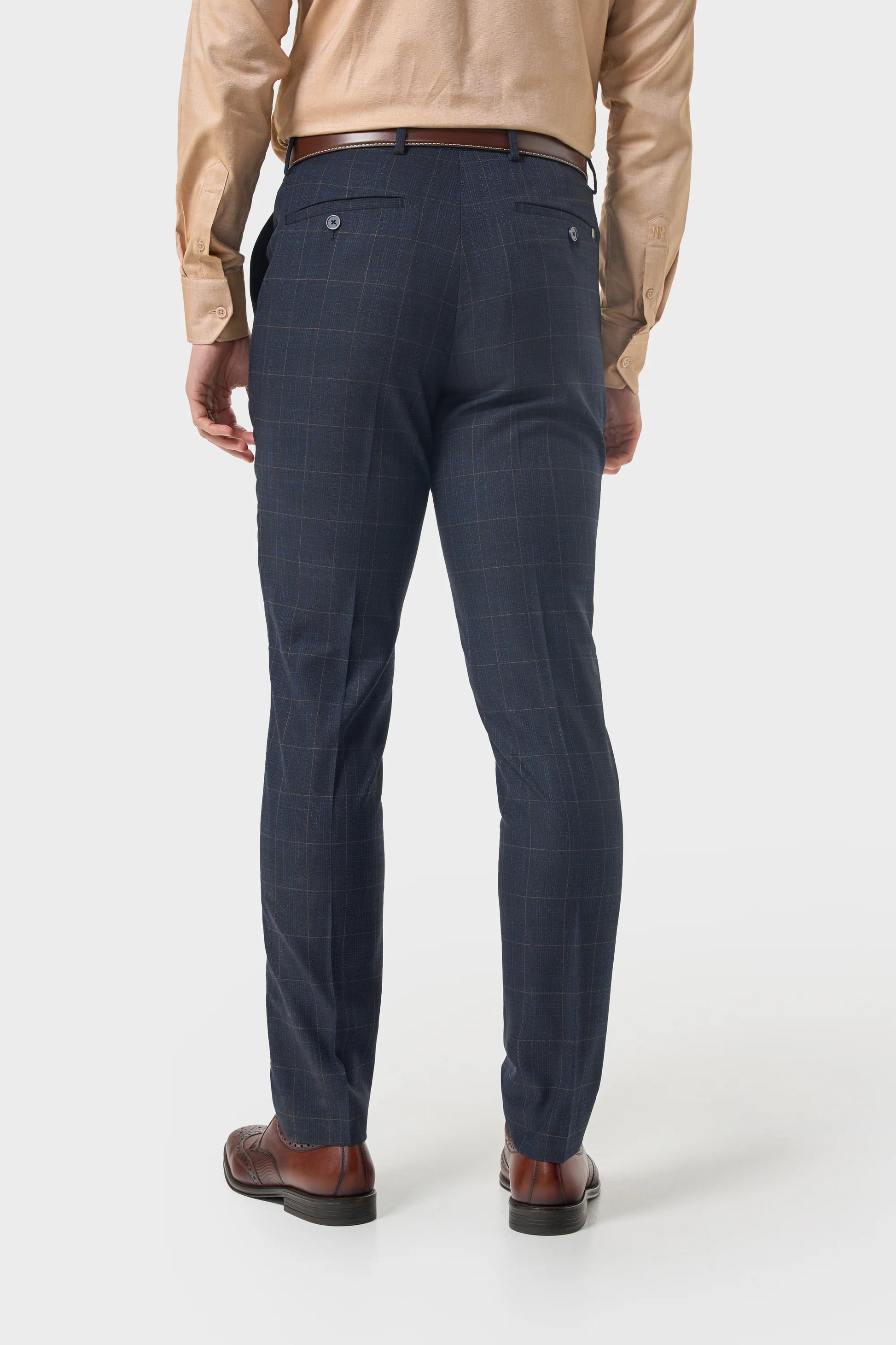Cavani Torino Navy Slim Trousers, from the back.