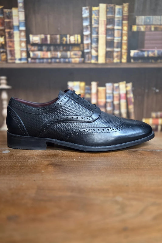 Cavani Orleans Black Leather Shoes