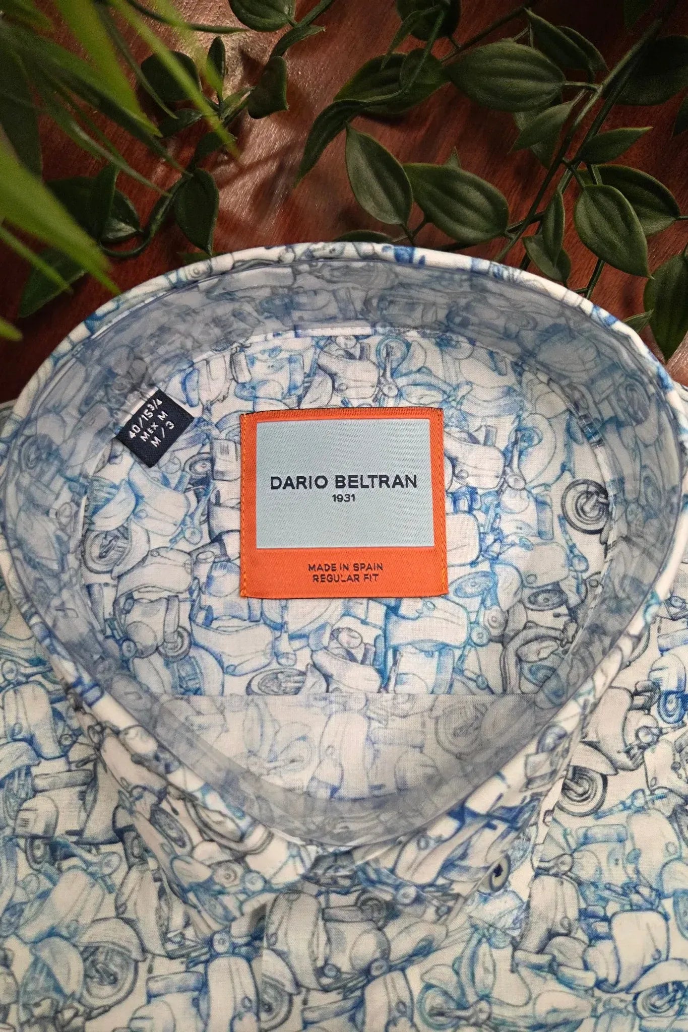 Dario Beltran Blue Scooter Print Shirt