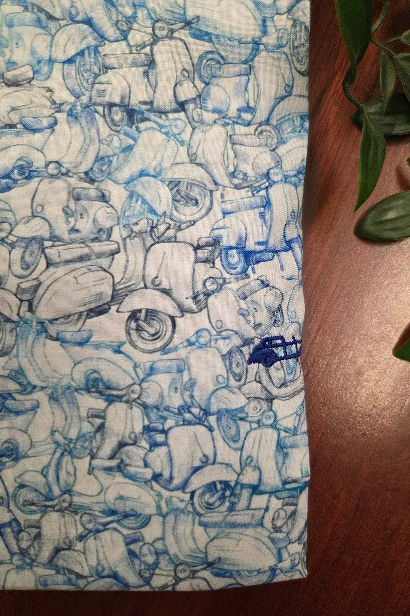 Dario Beltran Blue Scooter Print Shirt