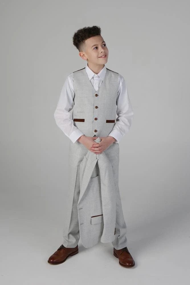 MARK BOYS STONE CHECK 3 PIECE SUIT