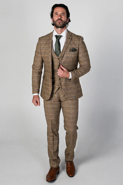 HARRIS BROWN TWEED 3-PIECE SUIT