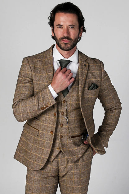 HARRIS BROWN TWEED 3-PIECE SUIT