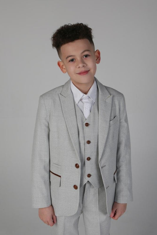 MARK BOYS STONE CHECK 3 PIECE SUIT