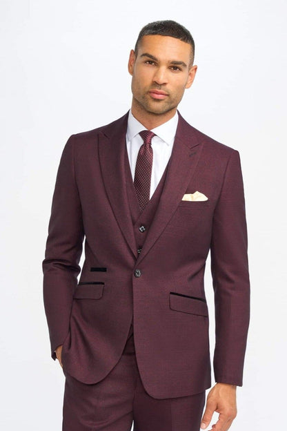 CARIDI WINE CHECK 3-PIECE SUIT